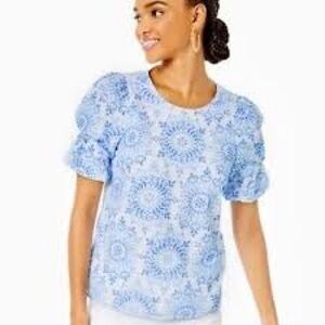 Lilly Pulitzer boca blue beachside daydream blouse med NWT